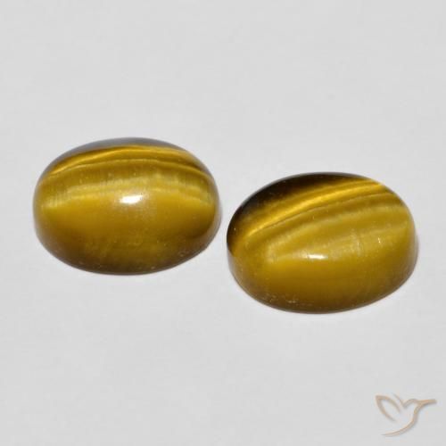 Gemas de Ojo de Tigre Marrón dorado natural de 5.72 ct, Ovalada, Opaco