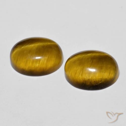 Gemas de Ojo de Tigre Marrón amarillento natural de 5.85 ct, Ovalada, Opaco