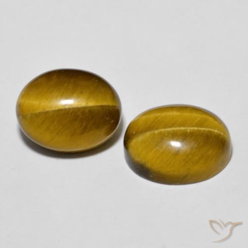 Gemas de Ojo de Tigre Marrón dorado natural de 6.22 ct, Ovalada, Opaco