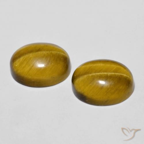 Gemas de Ojo de Tigre Marrón dorado natural de 6.22 ct, Ovalada, Opaco