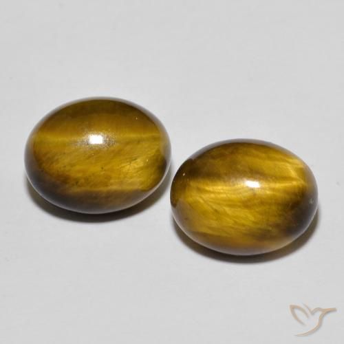 6.95ctw Natural Marrón cálido Ojo de Tigre, Ovalada, Opaco