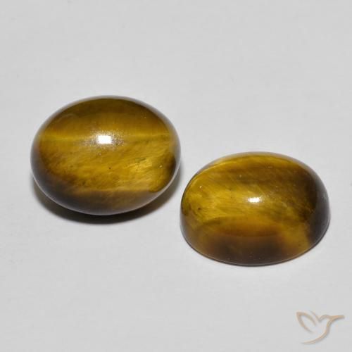 Gemas de Ojo de Tigre Marrón cálido natural de 6.95 ct, Ovalada, Opaco