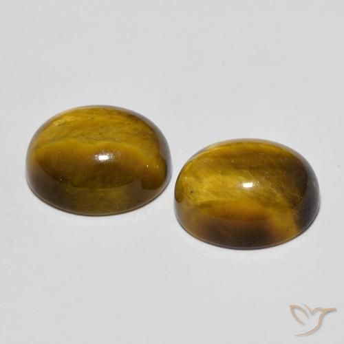Gemas de Ojo de Tigre Marrón cálido natural de 6.95 ct, Ovalada, Opaco