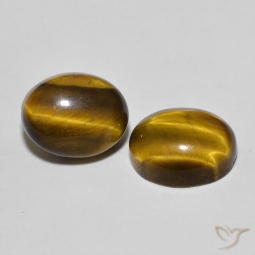 Gemas de Ojo de Tigre Marrón dorado natural de 6.06 ct, Ovalada, Opaco