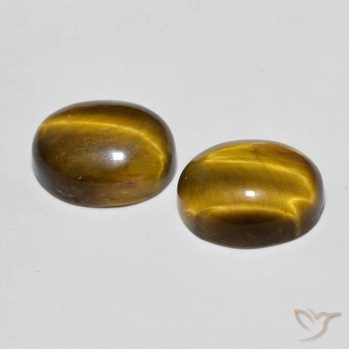 Gemas de Ojo de Tigre Marrón dorado natural de 6.06 ct, Ovalada, Opaco