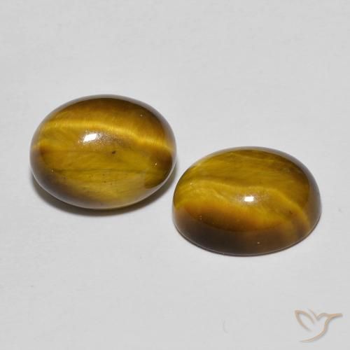 Gemas de Ojo de Tigre Marrón dorado natural de 6.11 ct, Ovalada, Opaco