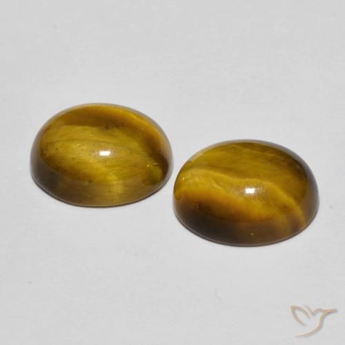 Gemas de Ojo de Tigre Marrón dorado natural de 6.11 ct, Ovalada, Opaco