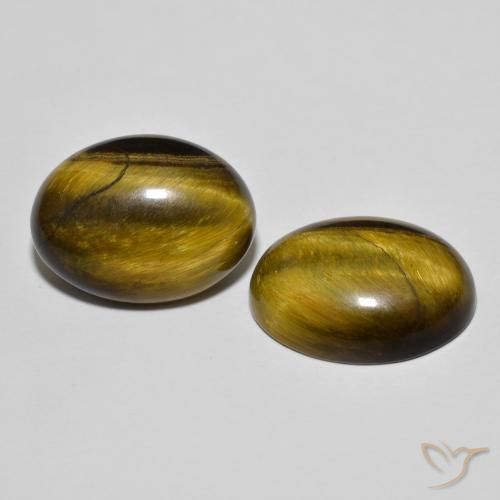 Gemas de Ojo de Tigre Marrón dorado natural de 16.57 ct, Ovalada, Opaco