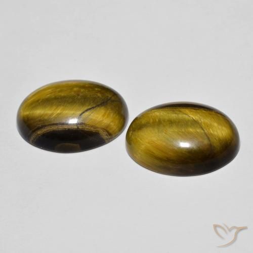 Gemas de Ojo de Tigre Marrón dorado natural de 16.57 ct, Ovalada, Opaco