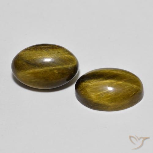 Gemas de Ojo de Tigre Marrón cálido natural de 8.31 ct, Ovalada, Opaco