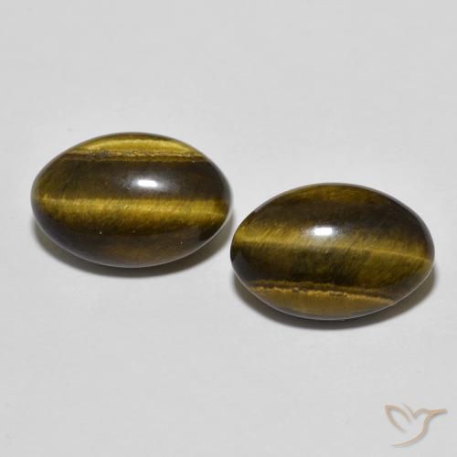 7.97ctw Natural Marrón cálido Ojo de Tigre, Ovalada, Opaco