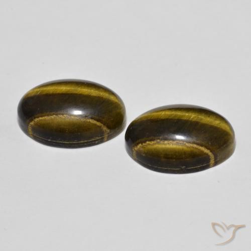 Gemas de Ojo de Tigre Marrón cálido natural de 7.97 ct, Ovalada, Opaco
