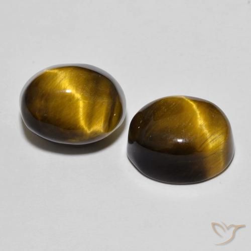 Gemas de Ojo de Tigre Marrón dorado natural de 10.69 ct, Ovalada, Opaco