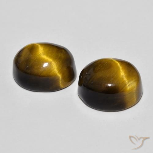 Gemas de Ojo de Tigre Marrón dorado natural de 10.69 ct, Ovalada, Opaco