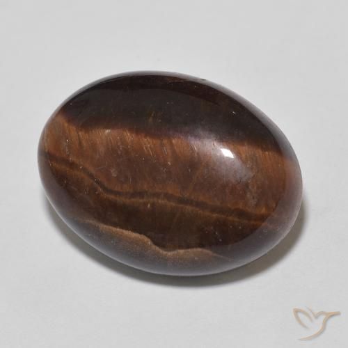 Ojo de Tigre Marrón nogal natural de 10.70 ct, Ovalada, Opaco