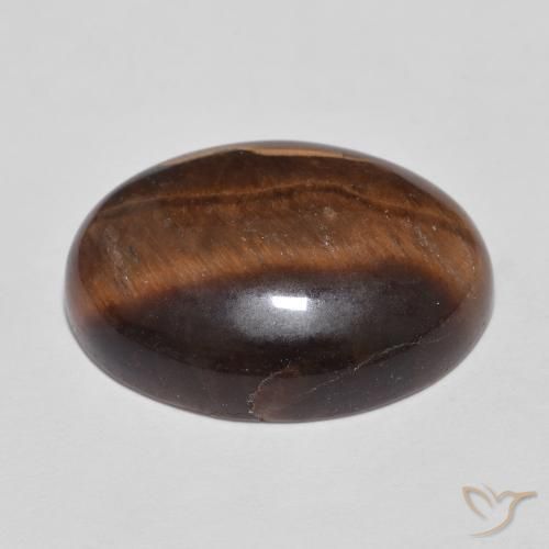 Ojo de Tigre Marrón nogal natural de 10.70 ct, Ovalada, Opaco
