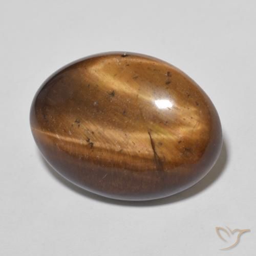 Ojo de Tigre Marrón caramelo natural de 9.50 ct, Ovalada, Opaco