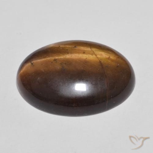 Ojo de Tigre Marrón caramelo natural de 9.50 ct, Ovalada, Opaco