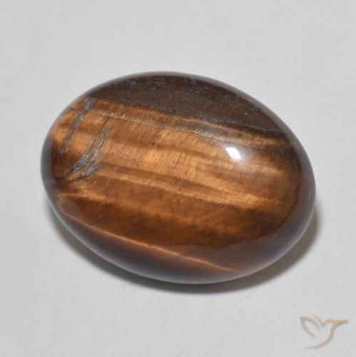 Ojo de Tigre Marrón canela intenso natural de 10.26 ct, Ovalada, Opaco