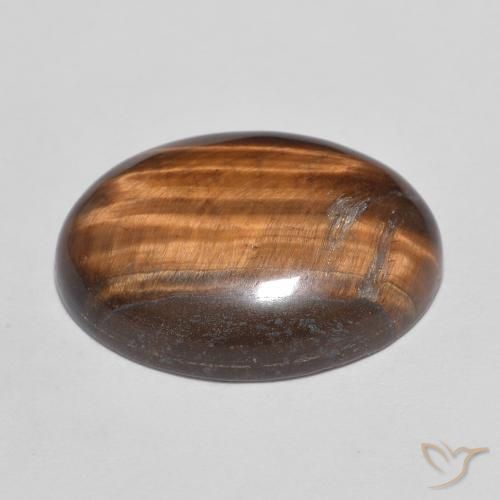 Ojo de Tigre Marrón canela intenso natural de 10.26 ct, Ovalada, Opaco