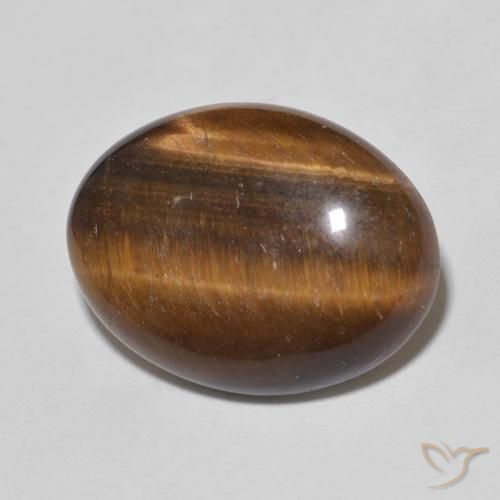 Ojo de Tigre Marrón cálido natural de 9.35 ct, Ovalada, Opaco