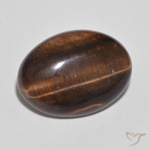 Ojo de Tigre Marrón nogal natural de 8.77 ct, Ovalada, Opaco