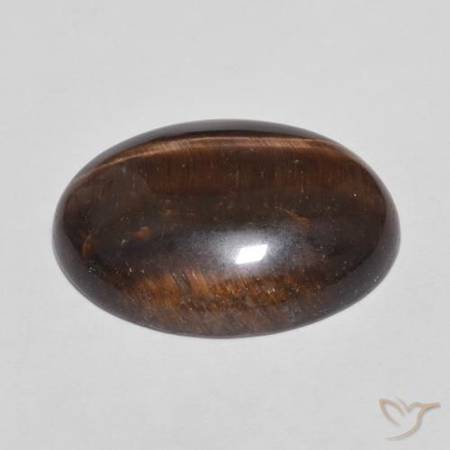 Ojo de Tigre Marrón nogal natural de 8.77 ct, Ovalada, Opaco
