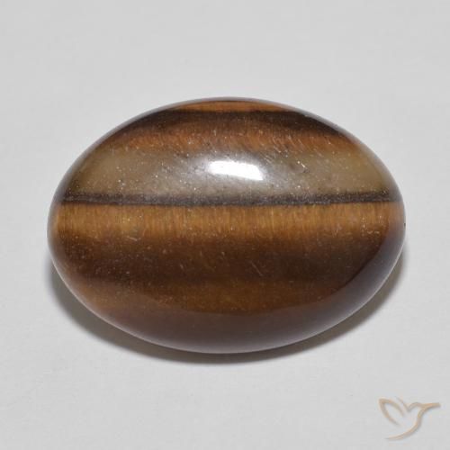 Ojo de Tigre Marrón canela intenso natural de 9.56 ct, Ovalada, Opaco