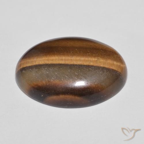 Ojo de Tigre Marrón canela intenso natural de 9.56 ct, Ovalada, Opaco