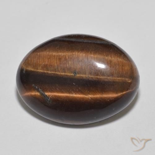 10.54ct Natural Medium Dark-Brown Ojo de Tigre, Ovalada, Opaco