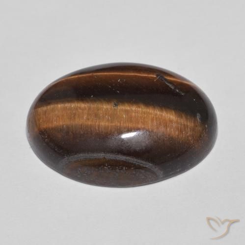 Ojo de Tigre Medium Dark-Brown natural de 10.54 ct, Ovalada, Opaco