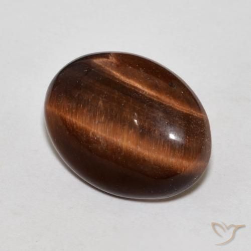 Ojo de Tigre Marrón nuez natural de 9.59 ct, Ovalada, Opaco