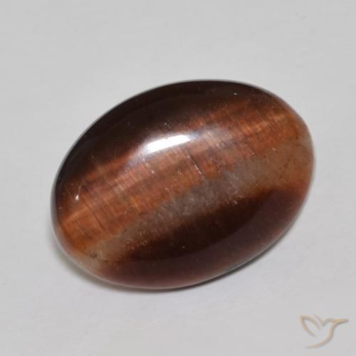 Ojo de Tigre Marrón rojizo natural de 9.89 ct, Ovalada, Opaco