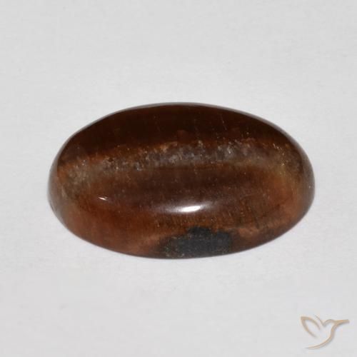 Ojo de Tigre Marrón rojizo natural de 9.89 ct, Ovalada, Opaco