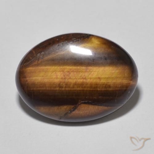 Ojo de Tigre Marrón natural de 9.00 ct, Ovalada, Opaco