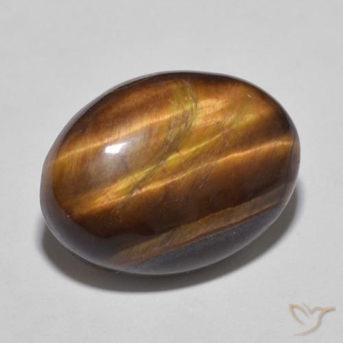 Ojo de Tigre Medium Dark-Brown natural de 11.69 ct, Ovalada, Opaco