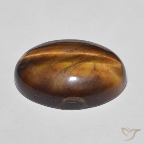 Ojo de Tigre Medium Dark-Brown natural de 11.69 ct, Ovalada, Opaco