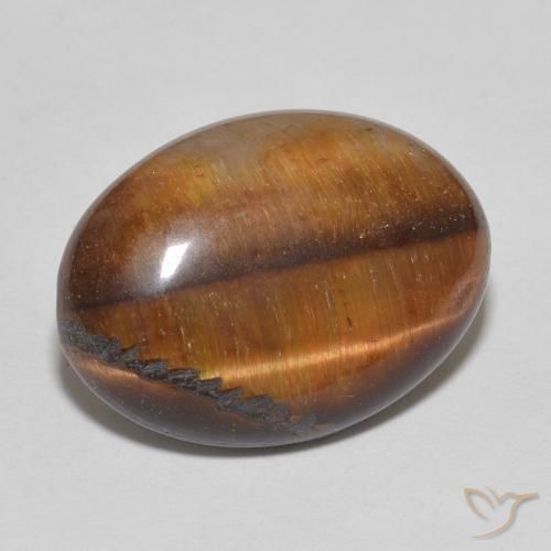 Ojo de Tigre Marrón dorado natural de 9.52 ct, Ovalada, Opaco