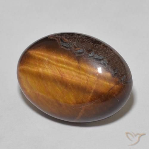 Ojo de Tigre Marrón jengibre natural de 11.24 ct, Ovalada, Opaco