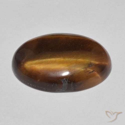 Ojo de Tigre Marrón dorado natural de 9.66 ct, Ovalada, Opaco
