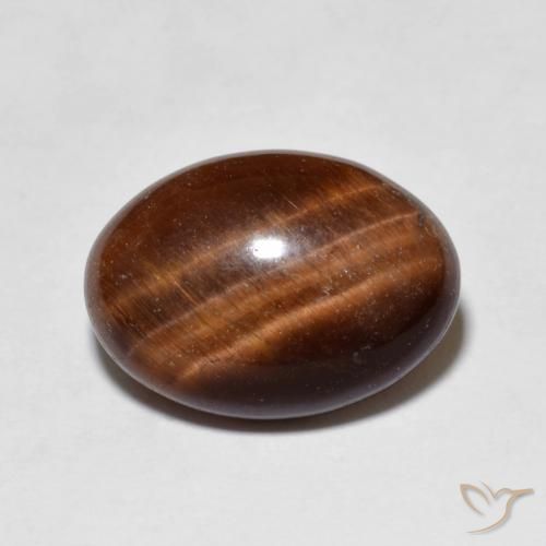 5.38ct Natural Medium Dark-Brown Ojo de Tigre, Ovalada, Opaco