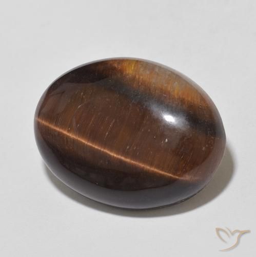 Ojo de Tigre Marrón rojizo natural de 9.86 ct, Ovalada, Opaco