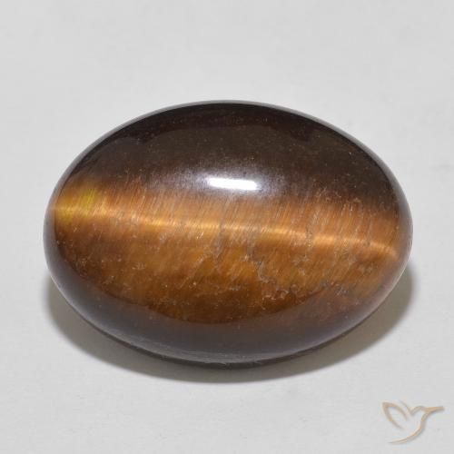 11.10ct Natural Marrón medio Ojo de Tigre, Ovalada, Opaco