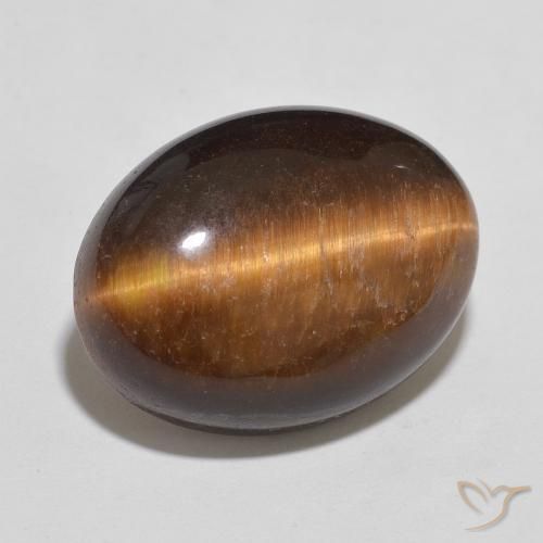 Ojo de Tigre Marrón medio natural de 11.10 ct, Ovalada, Opaco