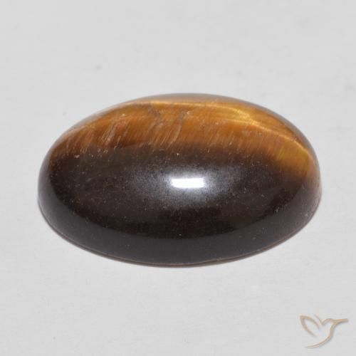 Ojo de Tigre Marrón medio natural de 11.10 ct, Ovalada, Opaco