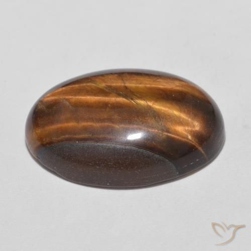 Ojo de Tigre Marrón canela natural de 10.43 ct, Ovalada, Opaco