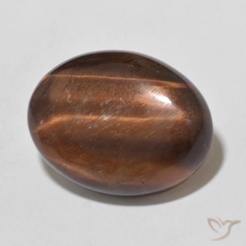 Ojo de Tigre Marrón canela natural de 9.80 ct, Ovalada, Opaco