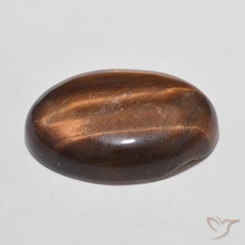 Ojo de Tigre Marrón canela natural de 9.80 ct, Ovalada, Opaco