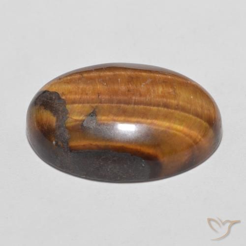 Ojo de Tigre Marrón cálido natural de 11.39 ct, Ovalada, Opaco