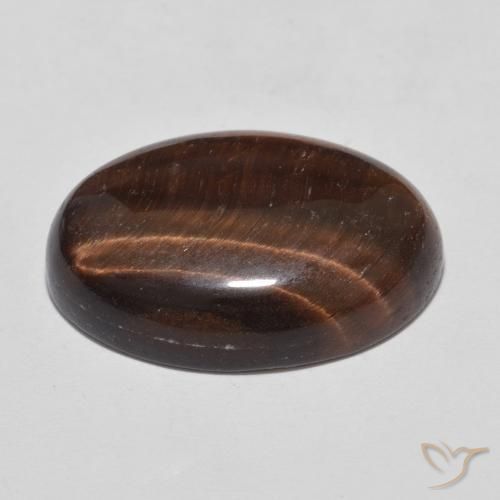 Ojo de Tigre Marrón cálido natural de 10.52 ct, Ovalada, Opaco